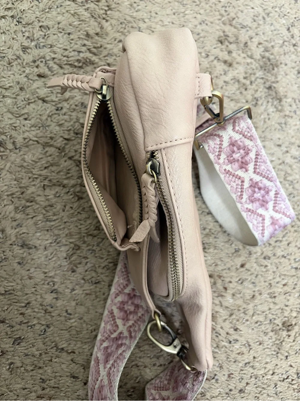 Antik Kraft Tasha Webbing Strap Sling Bag Crossbody Rose